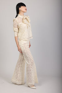 Large bow Lace blouse - cream