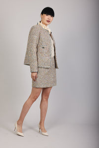 Gold Tweed Shimmer Suit Skirt (Made To Order)