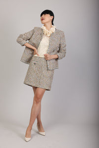 Gold Tweed Shimmer Suit Skirt (Made To Order)