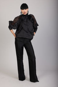 Black thatcher bow blouse