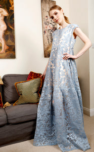 Maxi Blue Embroidered Organza Dress
